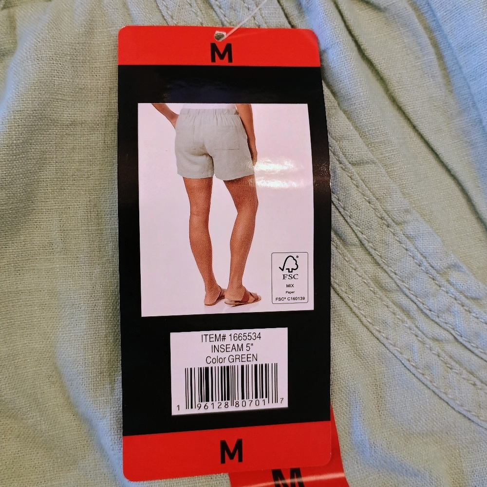 New With Tags Briggs Green Linen Blend Pull On Shorts Size Medium - Picture 5 of 12